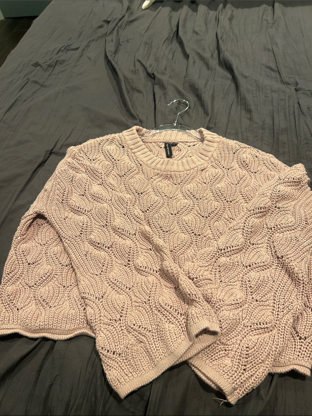 moon & madison Dusty Mauve Open-Stitch Crewneck Sweater - Picture 6 of 6
